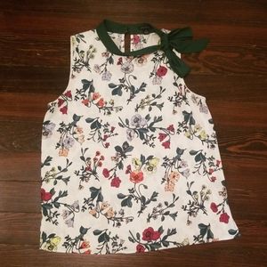 NWOT Ann Taylor Floral Sleeveless Tie-Neck Blouse
